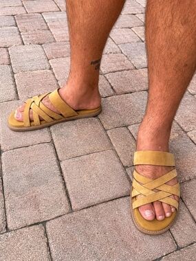 ALDO Haniffa Leather Cross Strap Slide Sandals Men’s 10